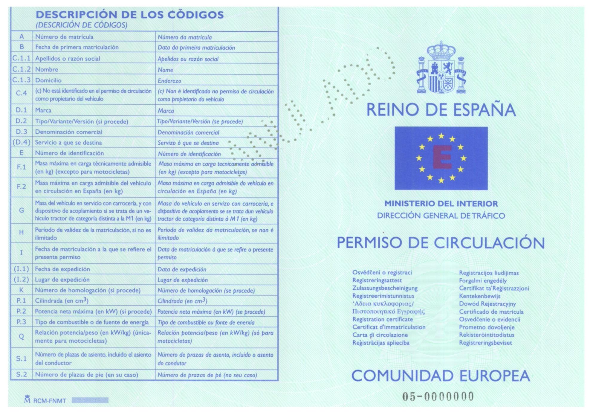 Ejemplo de Permiso de circulación